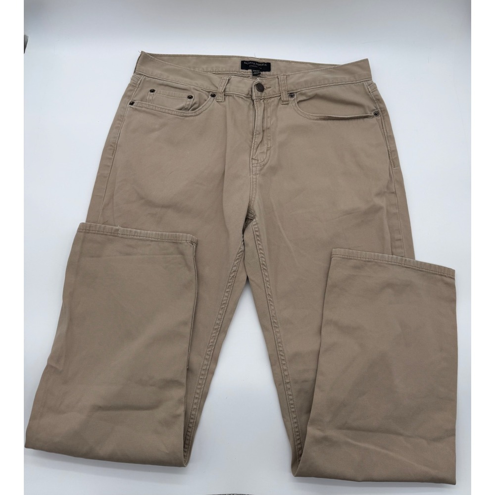 Banana Republic Mens Straight Fit Khaki Tan Pants 33x30 Stretch Casual ALTERED